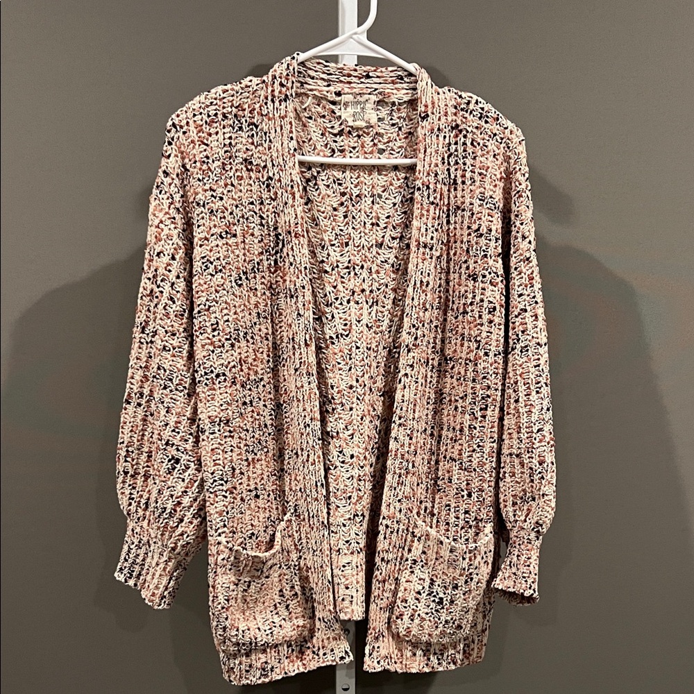 Hippie Rose Pink and Cream Knit Cardigan
